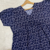 Feeding Frock Alia Cut, Free Size, Ankle Length, Tie-Up, Puff Sleeve Sleepwear in Softest Cotton Fabric (Bra Size 34"-38" | 50”-52″ length)